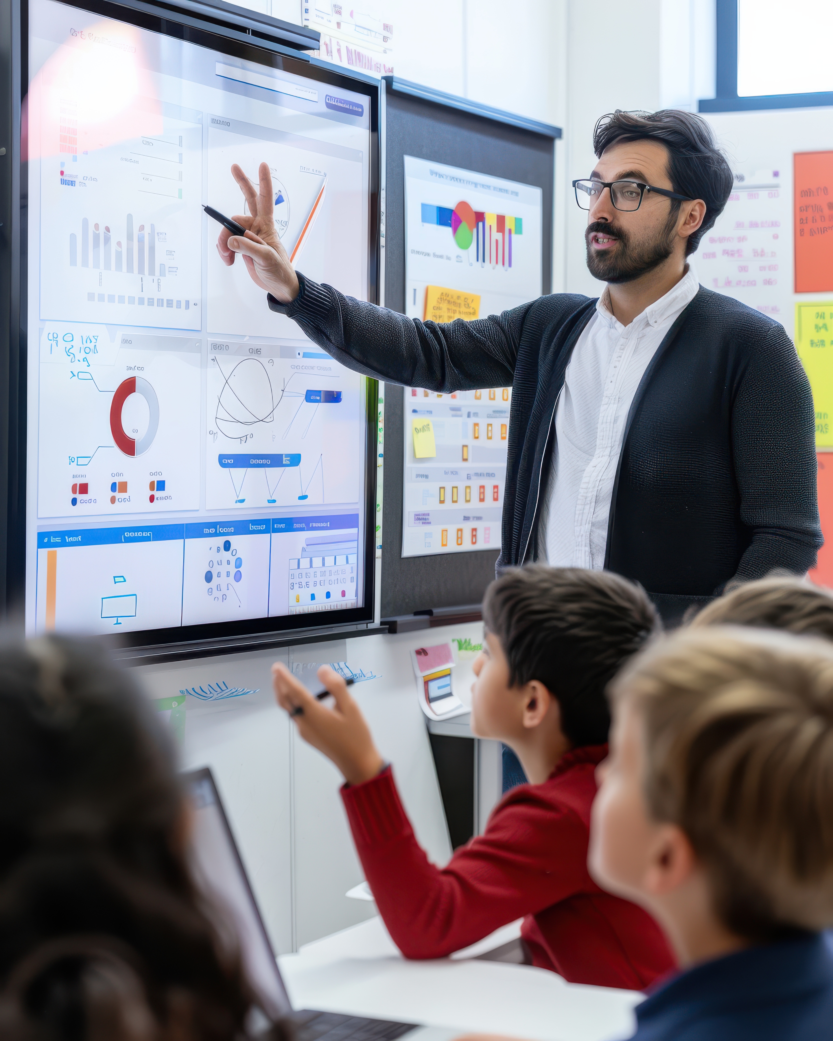 Students collaborating on digital projects